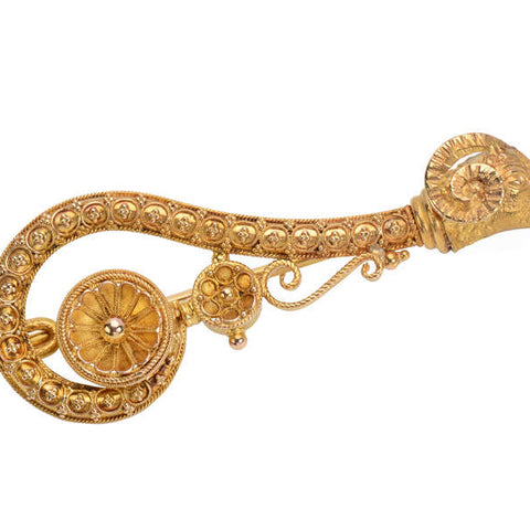 Victorian Ram’s Head Etruscan Revival Brooch