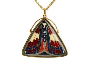Rare Jeanne Soubourou Limoges Enamel Moth Pendant