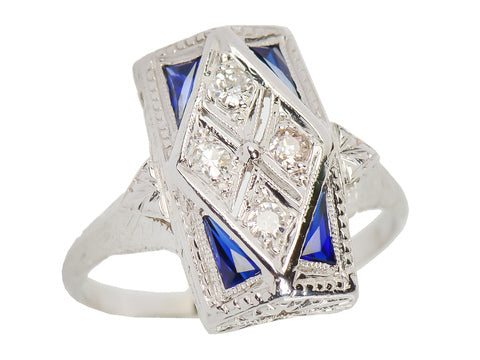 Art Deco Diamond Sapphire Ring