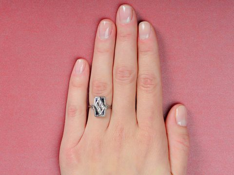 Art Deco Diamond Sapphire Ring