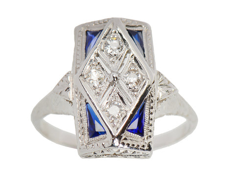 Art Deco Diamond Sapphire Ring