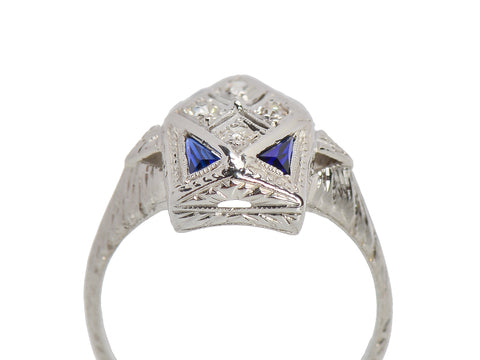 Art Deco Diamond Sapphire Ring