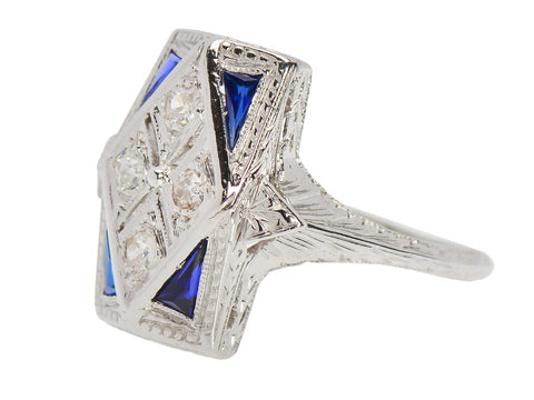 Art Deco Diamond Sapphire Ring