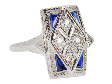 Art Deco Diamond Sapphire Ring