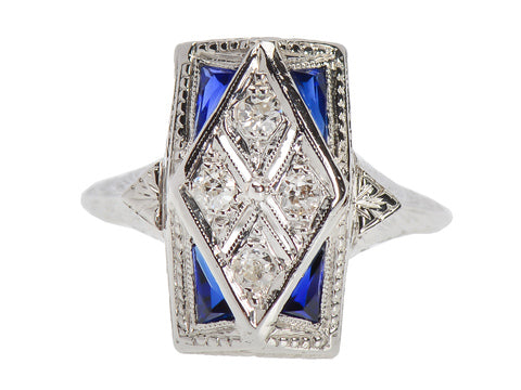 Art Deco Diamond Sapphire Ring