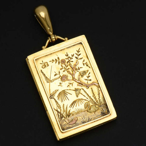 Vermeil Victorian Bird Motif Locket