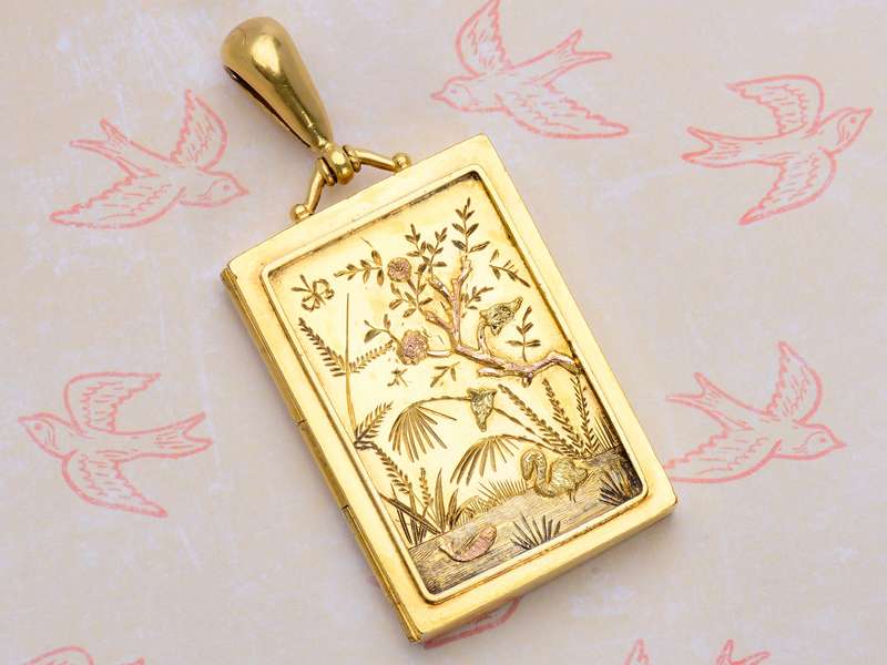 Vermeil Victorian Bird Motif Locket
