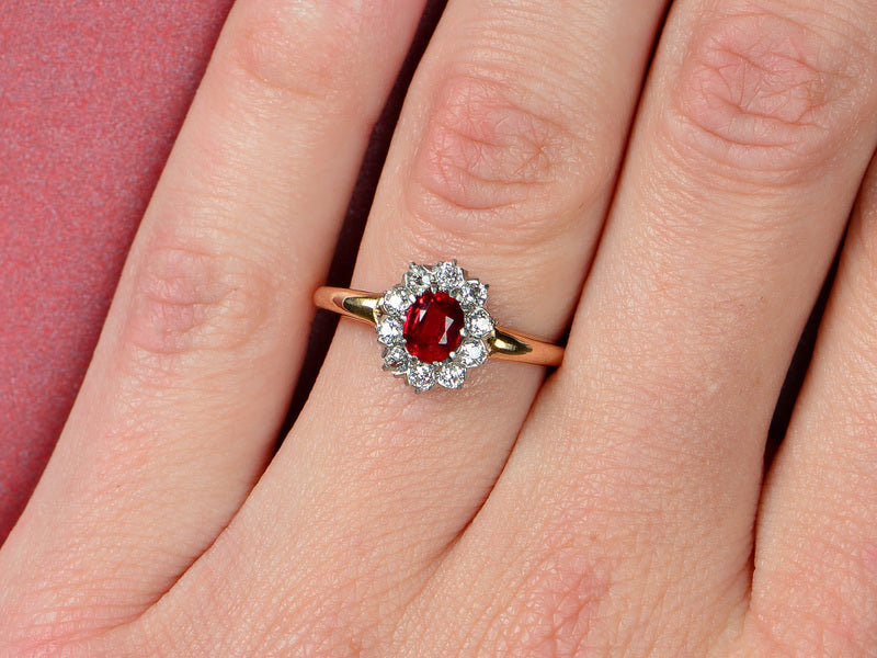Vintage Diamond Spinel Halo Ring
