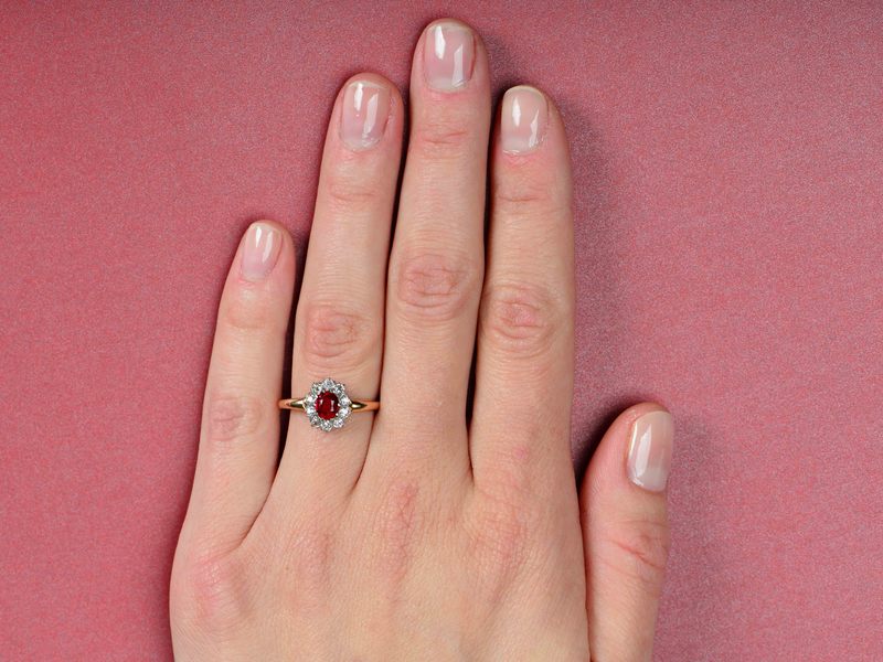 Vintage Diamond Spinel Halo Ring