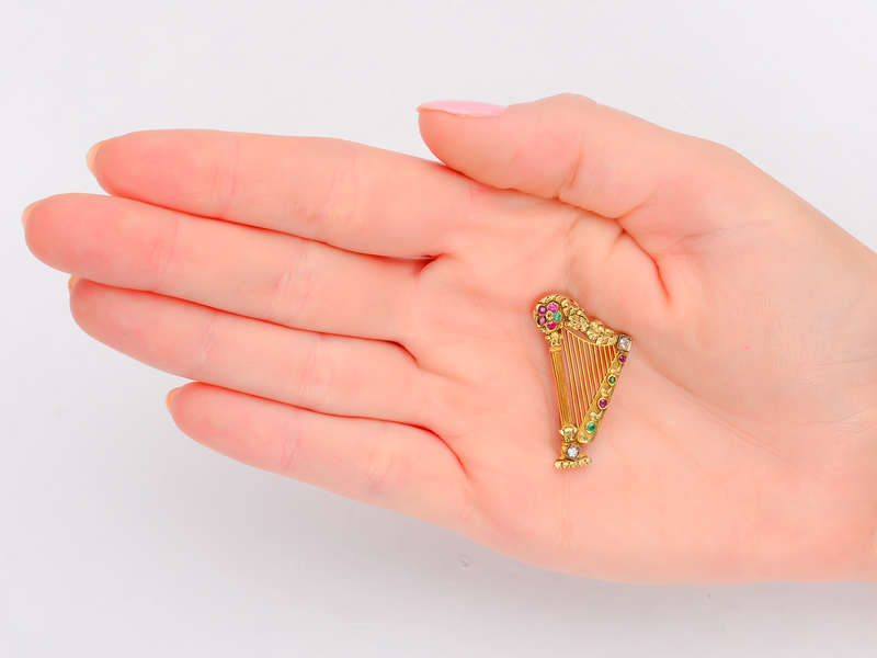Georgian Acrostic Regard Harp Brooch