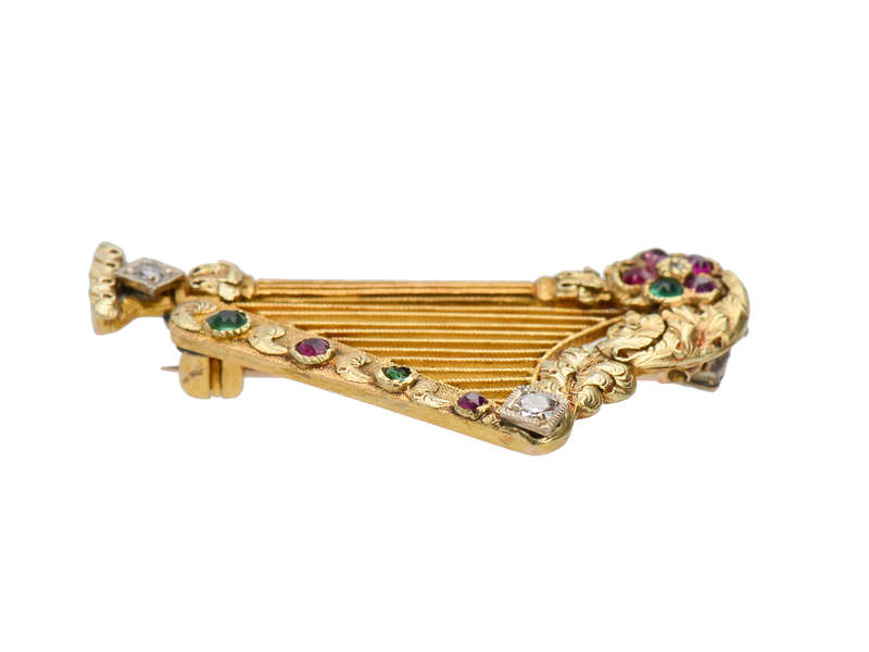 Georgian Acrostic Regard Harp Brooch