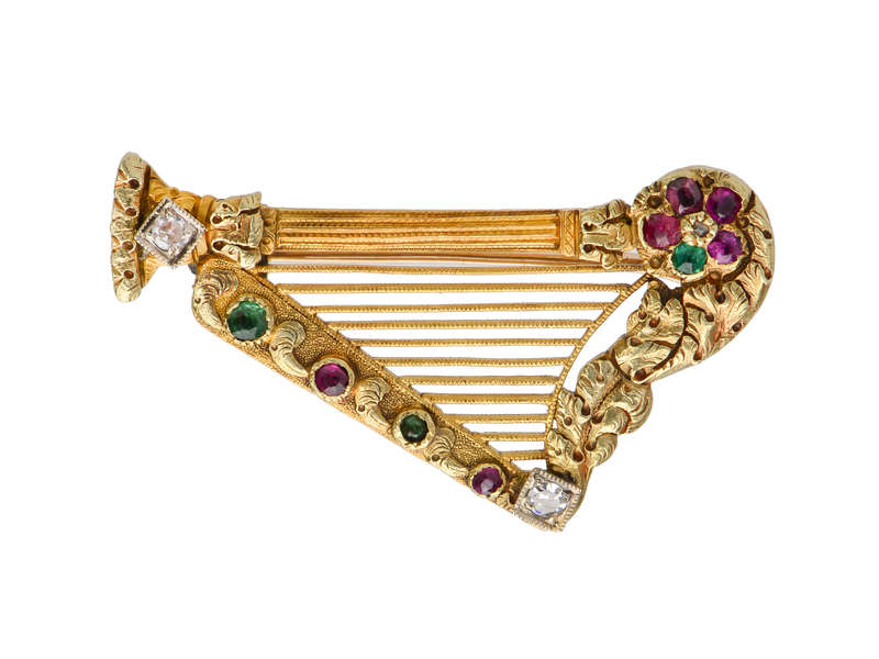 Georgian Acrostic Regard Harp Brooch