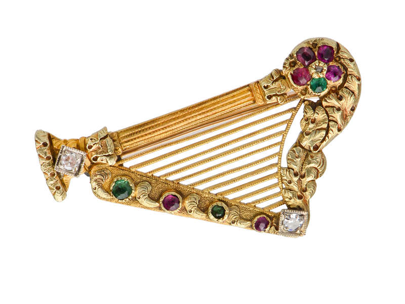 Georgian Acrostic Regard Harp Brooch