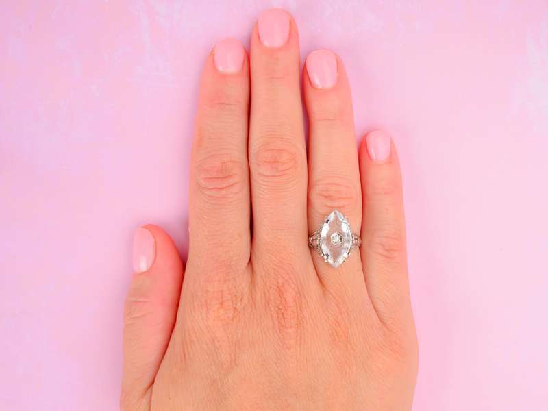 Love Birds, Moon & Planet Rock Crystal Ring