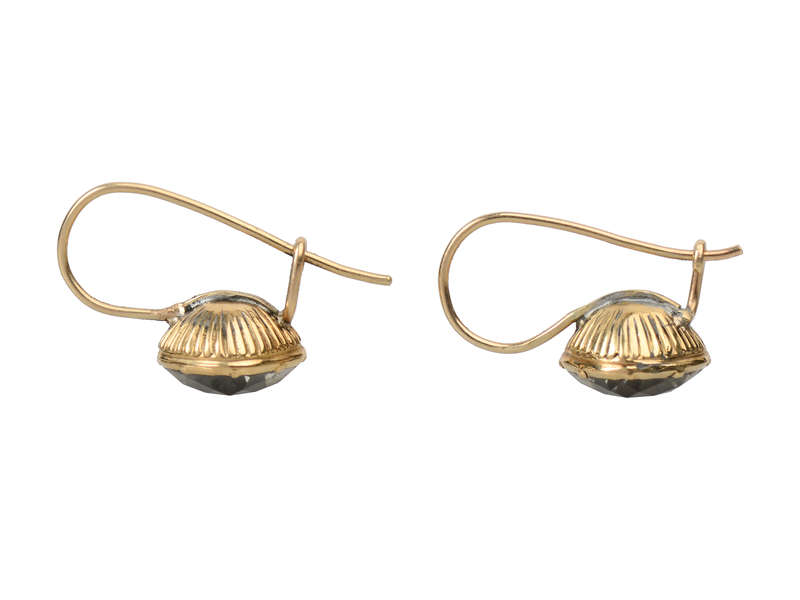18th C. Early Rock Crystal Solitaire Earrings