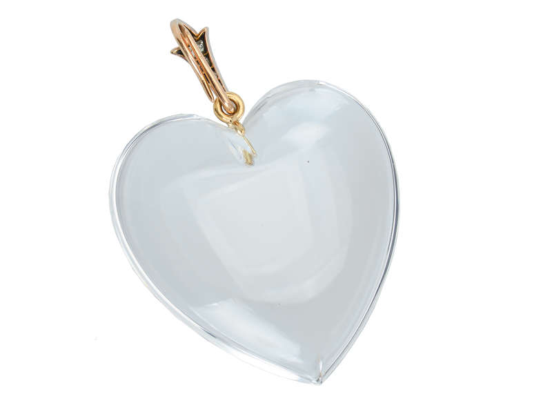 Splendid Rock Crystal Heart Pendant Diamond Bale