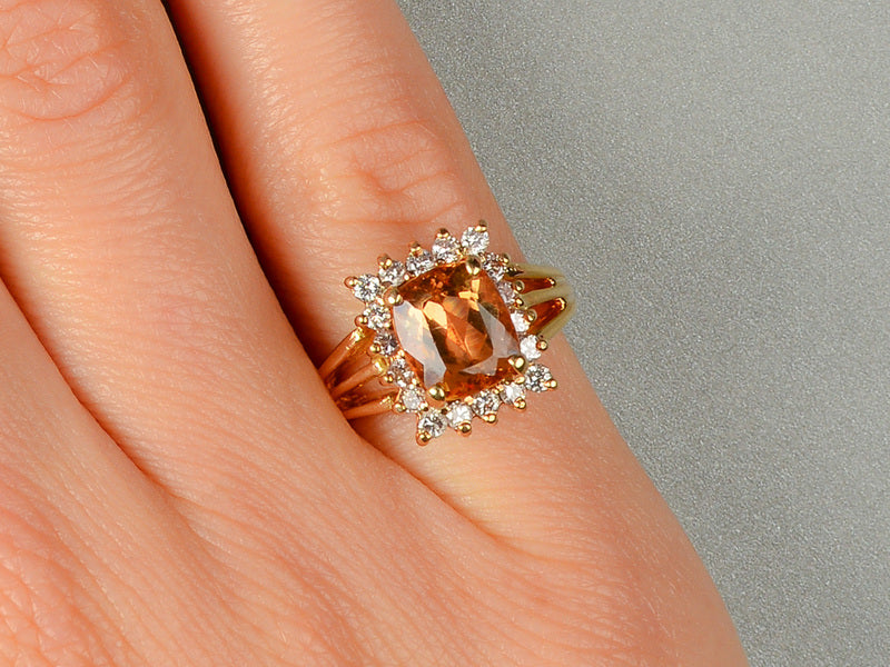 Imperial Topaz Diamond Halo Ring