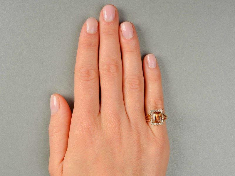 Imperial Topaz Diamond Halo Ring