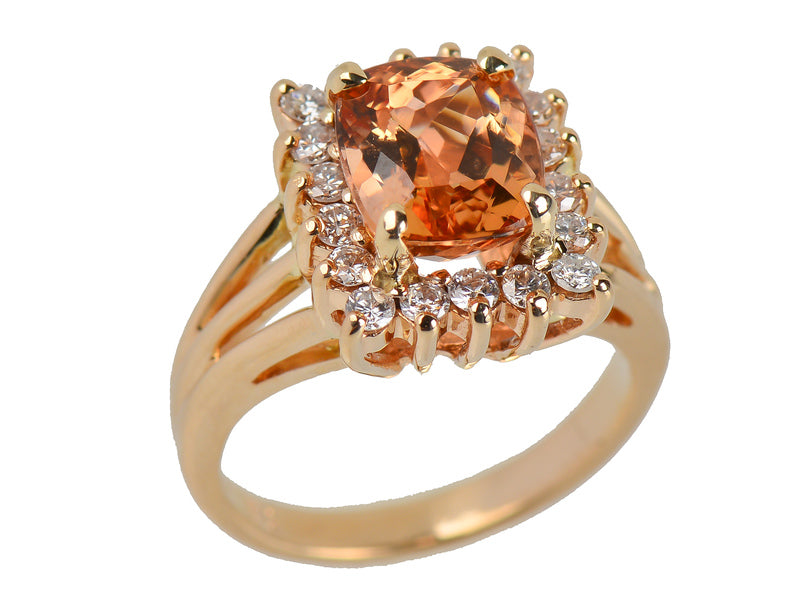 Imperial Topaz Diamond Halo Ring