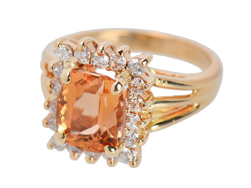 Imperial Topaz Diamond Halo Ring