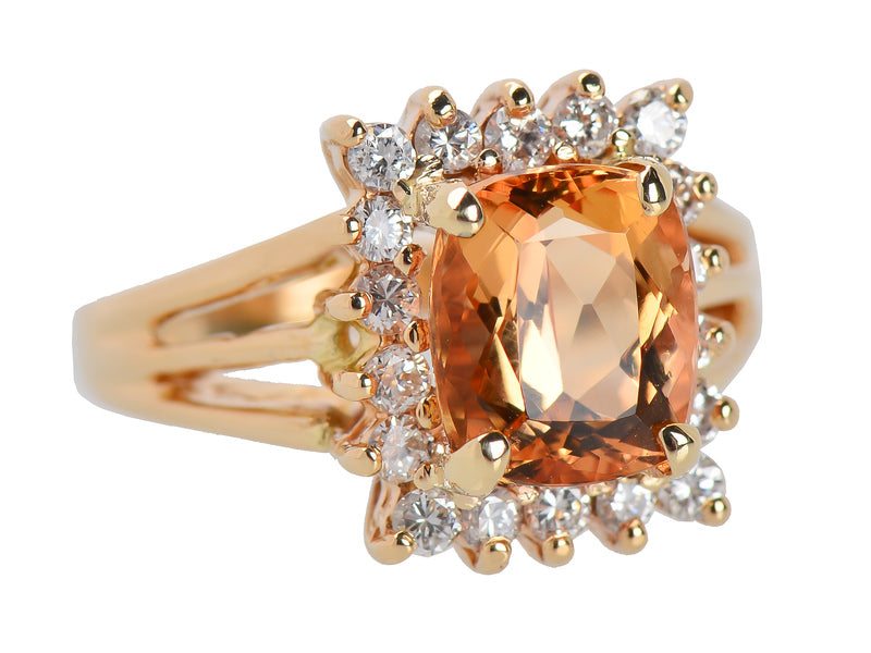Imperial Topaz Diamond Halo Ring
