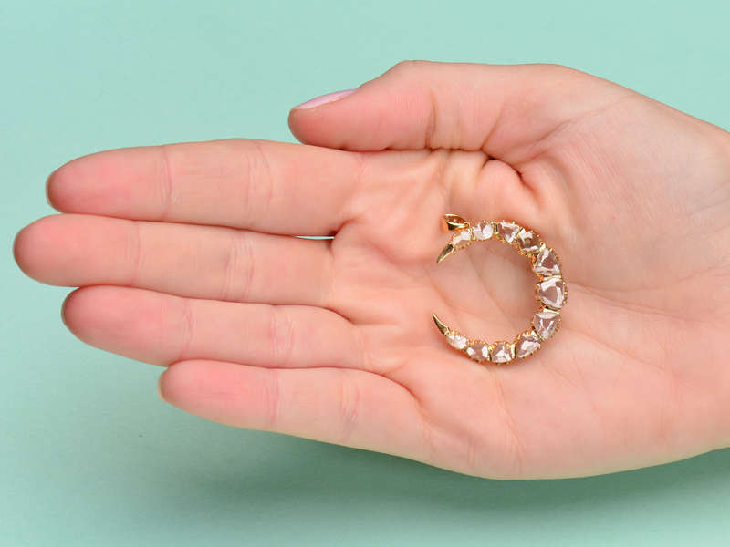 
                      
                        Glitterati - Rose Cut Diamond Crescent Moon Pendant
                      
                    
