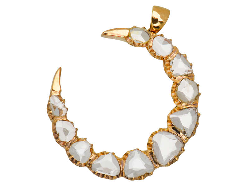 Glitterati - Rose Cut Diamond Crescent Moon Pendant