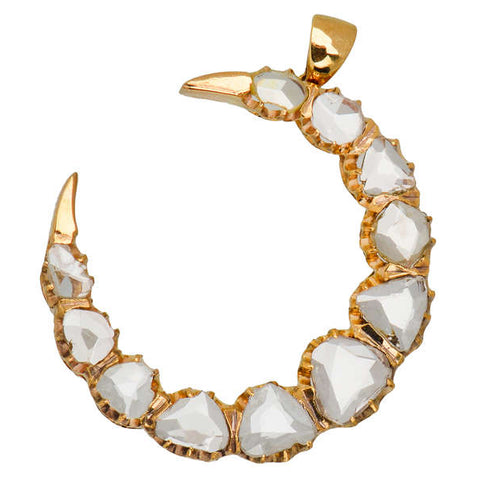 Glitterati - Rose Cut Diamond Crescent Moon Pendant