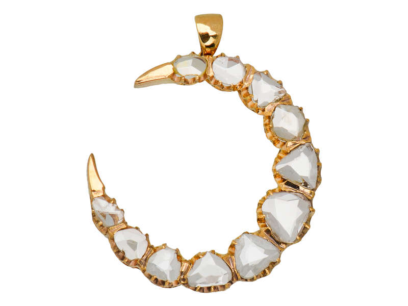Glitterati - Rose Cut Diamond Crescent Moon Pendant