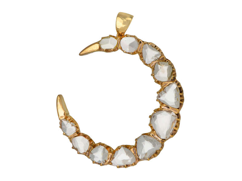 Glitterati - Rose Cut Diamond Crescent Moon Pendant
