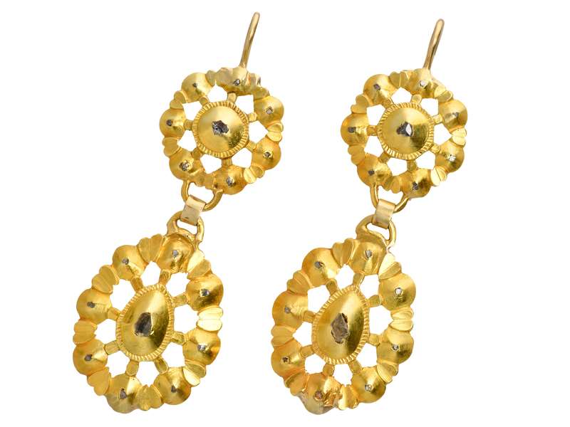 Antigo Jóia - Georgian Iberian Diamond Earrings