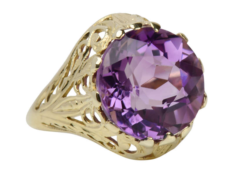 Lilacs & Gold - Amethyst Filigree Ring