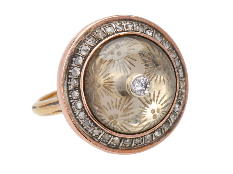 Fireworks - Etched Rock Crystal Diamond Ring