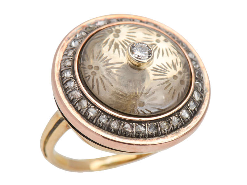Fireworks - Etched Rock Crystal Diamond Ring