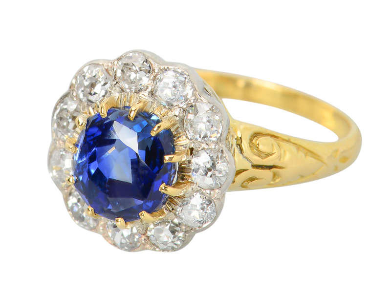 Blue Burst - Natural No Heat Ceylon Sapphire Diamond Ring