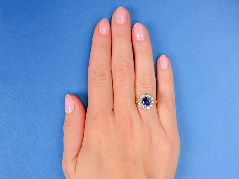 Blue Burst - Natural No Heat Ceylon Sapphire Diamond Ring