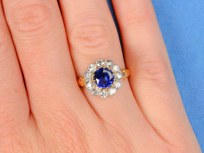 Blue Burst - Natural No Heat Ceylon Sapphire Diamond Ring