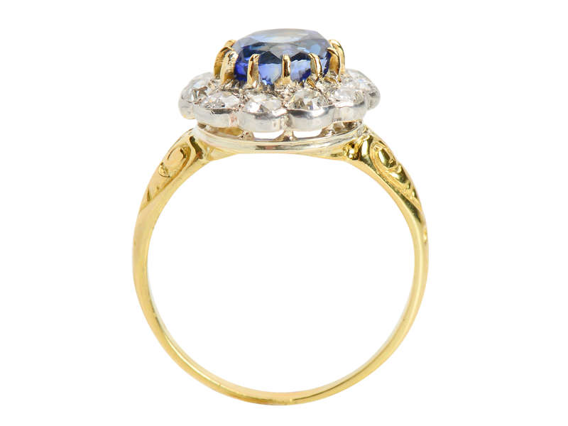 Blue Burst - Natural No Heat Ceylon Sapphire Diamond Ring