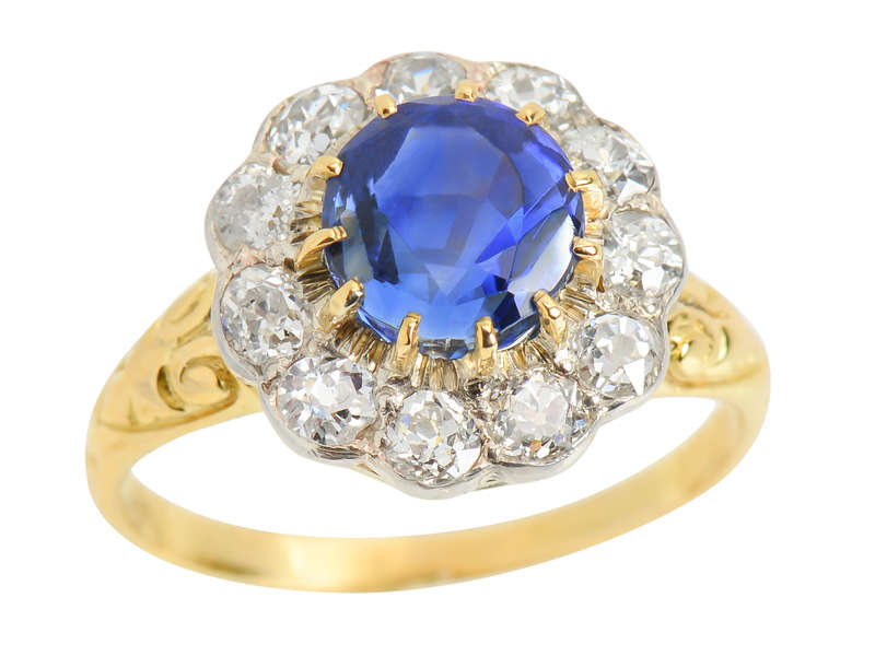 Blue Burst - Natural No Heat Ceylon Sapphire Diamond Ring