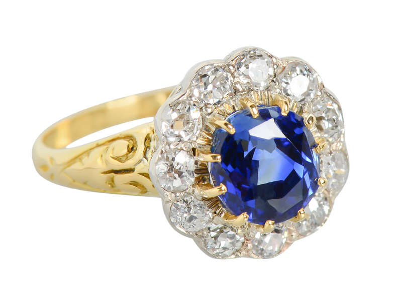 Blue Burst - Natural No Heat Ceylon Sapphire Diamond Ring