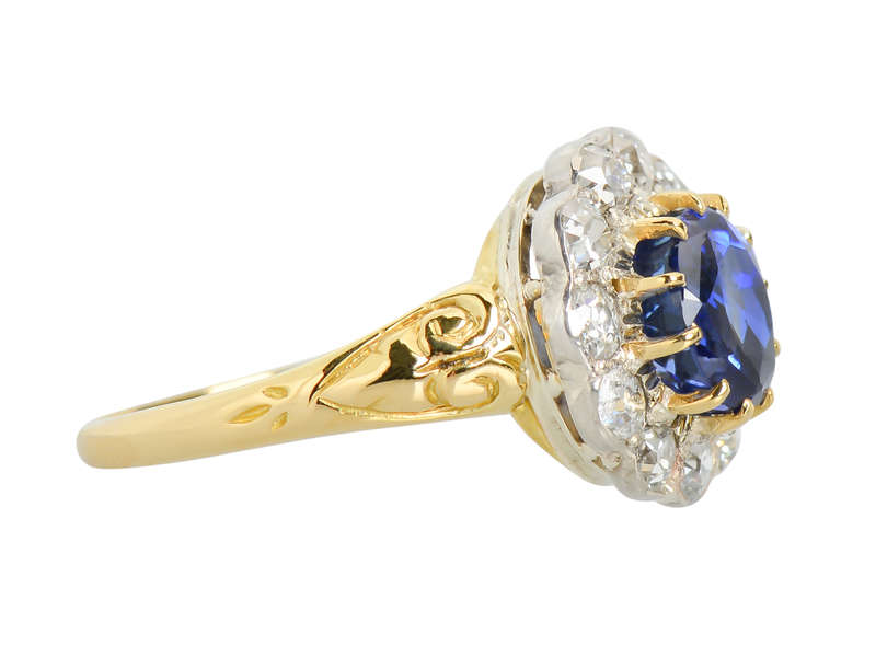 Blue Burst - Natural No Heat Ceylon Sapphire Diamond Ring