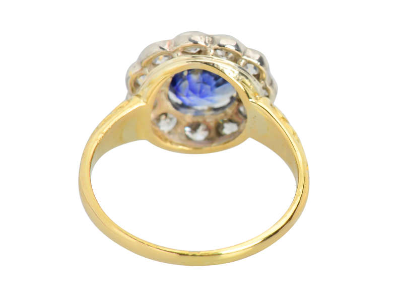 Blue Burst - Natural No Heat Ceylon Sapphire Diamond Ring
