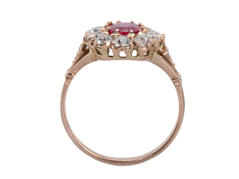 Ruby Diamond Oval Rose Gold Cluster Ring