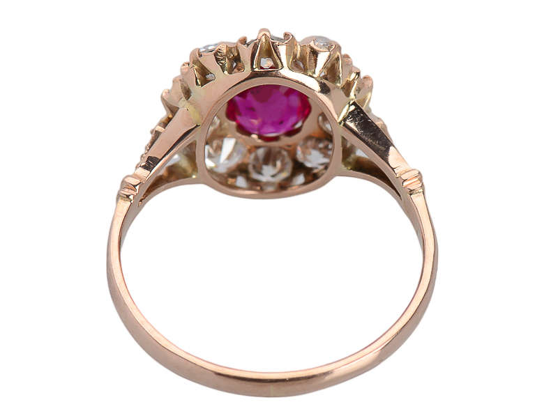 Ruby Diamond Oval Rose Gold Cluster Ring