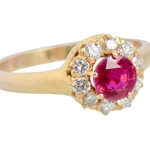 Fine Ruby Diamond Halo Ring