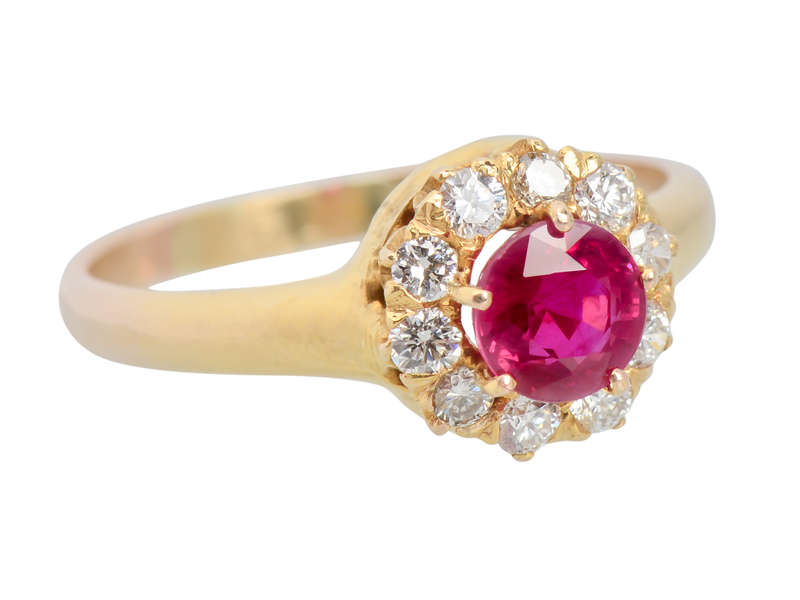 Fine Ruby Diamond Halo Ring