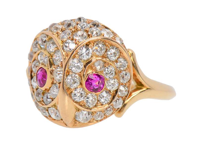 Antique Diamond Ruby Owl Ring
