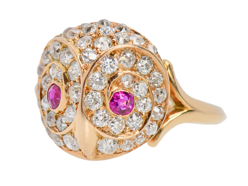 Antique Diamond Ruby Owl Ring