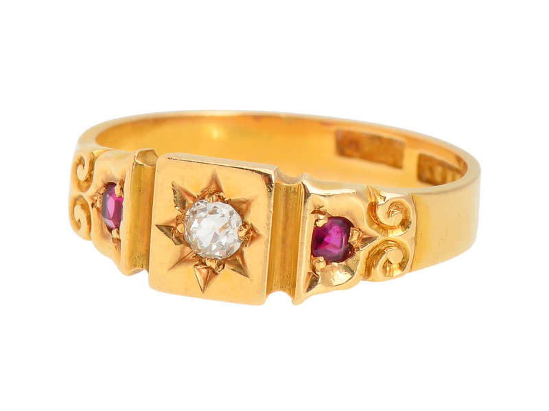 E.H. Kirkby Edwardian Diamond Ruby Ring