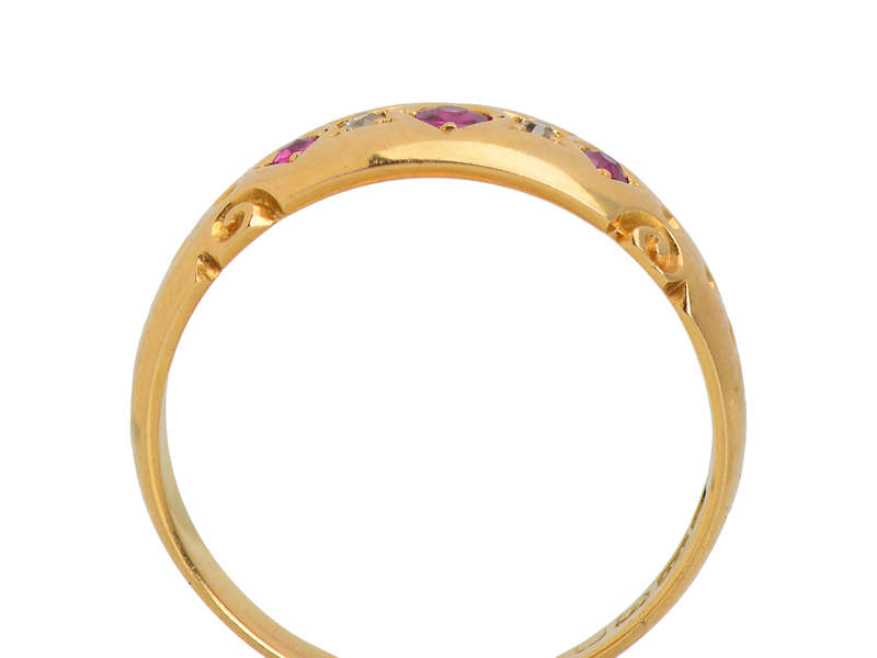 Edwardian English Ruby Diamond 18k Ring